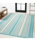Haynes Modern Double Stripe Aqua/Beige 8 ft. x 10 ft. Indoor/Outdoor Area Rug