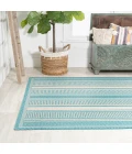 Haynes Modern Double Stripe Aqua/Beige 8 ft. x 10 ft. Indoor/Outdoor Area Rug