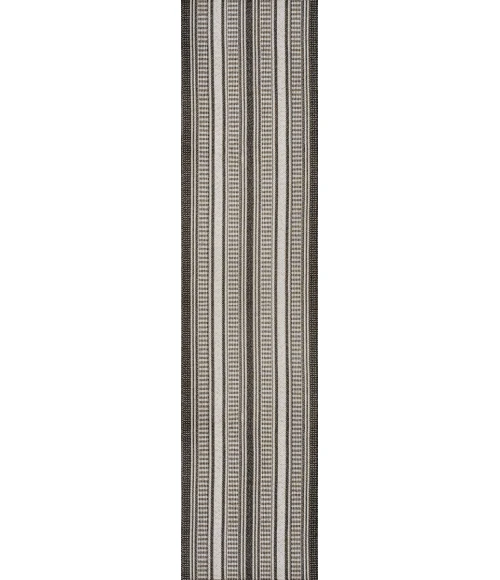 Haynes Modern Double Stripe Black/Cream 2 ft. x 8 ft. Indoor/Outdoor Runner Rug