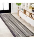 Haynes Modern Double Stripe Black/Cream 2 ft. x 8 ft. Indoor/Outdoor Runner Rug