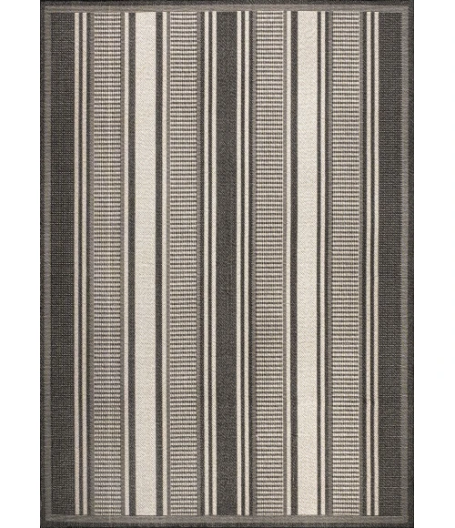 Haynes Modern Double Stripe Black/Cream 3 ft. x 5 ft. Indoor/Outdoor Area Rug