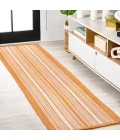 Haynes Modern Double Stripe Orange/Cream 2 ft. x 8 ft. Indoor/Outdoor Runner Rug