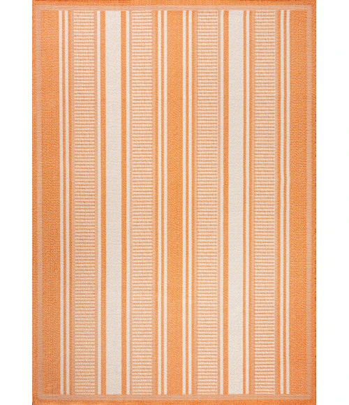 Haynes Modern Double Stripe Orange/Cream 3 ft. x 5 ft. Indoor/Outdoor Area Rug