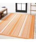 Haynes Modern Double Stripe Orange/Cream 3 ft. x 5 ft. Indoor/Outdoor Area Rug