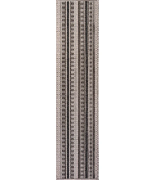 Haynes Modern Double Stripe Cream/Black 2 ft. x 8 ft. Indoor/Outdoor Runner Rug