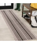 Haynes Modern Double Stripe Cream/Black 2 ft. x 8 ft. Indoor/Outdoor Runner Rug