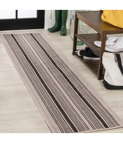 Jonathany Santa Monica SMB202D Cream/Black Area Rug 2 ft. X 8 ft. Runner