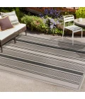 Haynes Modern Double Stripe Black/Beige 8 ft. x 10 ft. Indoor/Outdoor Area Rug