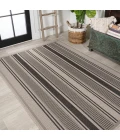 Haynes Modern Double Stripe Black/Beige 8 ft. x 10 ft. Indoor/Outdoor Area Rug