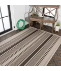 Haynes Modern Double Stripe Black/Beige 8 ft. x 10 ft. Indoor/Outdoor Area Rug