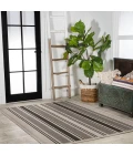 Haynes Modern Double Stripe Black/Beige 8 ft. x 10 ft. Indoor/Outdoor Area Rug