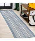 Haynes Modern Double Stripe Blue/Light Gray 2 ft. x 8 ft. Indoor/Outdoor Runner Rug