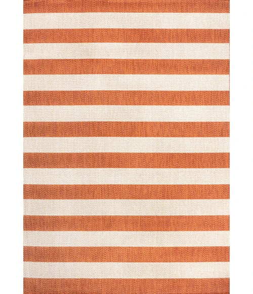 Negril Two-Tone Wide Stripe Orange/Beige 5 ft. x 8 ft. Indoor/Outdoor Area Rug