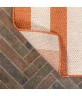 Negril Two-Tone Wide Stripe Orange/Beige 2 ft. x 8 ft. Indoor/Outdoor Runner Rug