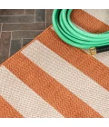 Negril Two-Tone Wide Stripe Orange/Beige 2 ft. x 8 ft. Indoor/Outdoor Runner Rug