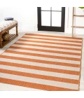 Negril Two-Tone Wide Stripe Orange/Beige 5 ft. x 8 ft. Indoor/Outdoor Area Rug