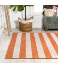 Negril Two-Tone Wide Stripe Orange/Beige 5 ft. x 8 ft. Indoor/Outdoor Area Rug