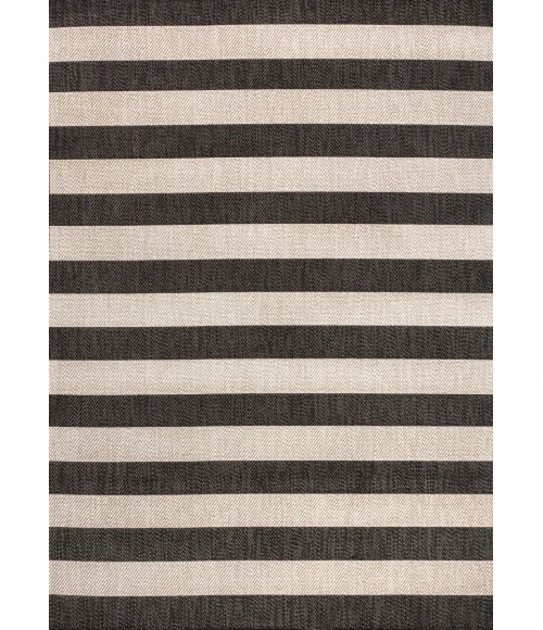 Negril Two-Tone Wide Stripe Black/Beige 8 ft. x 10 ft. Indoor/Outdoor Area Rug
