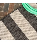 Negril Two-Tone Wide Stripe Black/Beige 2 ft. x 8 ft. Indoor/Outdoor Runner Rug