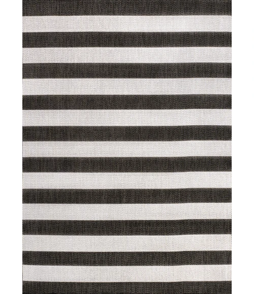 Negril Two-Tone Wide Stripe Black/Cream 8 ft. x 10 ft. Indoor/Outdoor Area Rug