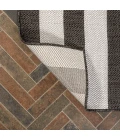 Negril Two-Tone Wide Stripe Black/Cream 2 ft. x 8 ft. Indoor/Outdoor Runner Rug