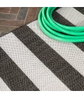 Negril Two-Tone Wide Stripe Black/Cream 2 ft. x 8 ft. Indoor/Outdoor Runner Rug