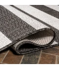 Negril Two-Tone Wide Stripe Black/Cream 2 ft. x 8 ft. Indoor/Outdoor Runner Rug