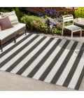 Negril Two-Tone Wide Stripe Black/Cream 8 ft. x 10 ft. Indoor/Outdoor Area Rug