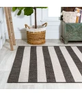 Negril Two-Tone Wide Stripe Black/Cream 8 ft. x 10 ft. Indoor/Outdoor Area Rug