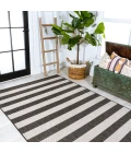 Negril Two-Tone Wide Stripe Black/Cream 8 ft. x 10 ft. Indoor/Outdoor Area Rug
