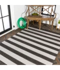 Negril Two-Tone Wide Stripe Black/Cream 8 ft. x 10 ft. Indoor/Outdoor Area Rug
