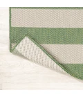 Negril Two-Tone Wide Stripe Green/Cream 2 ft. x 8 ft. Indoor/Outdoor Runner Rug