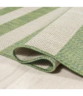 Negril Two-Tone Wide Stripe Green/Cream 2 ft. x 8 ft. Indoor/Outdoor Runner Rug