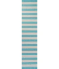 Negril Two-Tone Wide Stripe Aqua/Cream 2 ft. x 8 ft. Indoor/Outdoor Runner Rug
