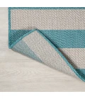 Negril Two-Tone Wide Stripe Aqua/Cream 2 ft. x 8 ft. Indoor/Outdoor Runner Rug