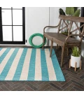 Negril Two-Tone Wide Stripe Aqua/Cream 4 ft. x 6 ft. Indoor/Outdoor Area Rug