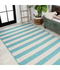 Negril Two-Tone Wide Stripe Aqua/Cream 4 ft. x 6 ft. Indoor/Outdoor Area Rug