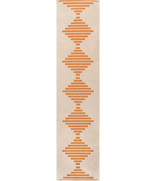 Vinales Diamond Stripe Beige/Orange 2 ft. x 8 ft. Indoor/Outdoor Runner Rug
