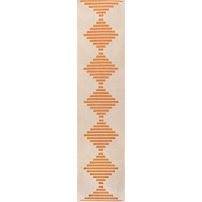 Vinales Diamond Stripe Beige/Orange 2 ft. x 8 ft. Indoor/Outdoor Runner Rug