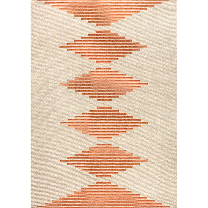 Vinales Diamond Stripe Beige/Orange 3 ft. x 5 ft. Indoor/Outdoor Area Rug