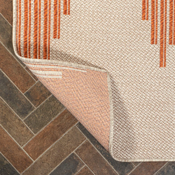 Vinales Diamond Stripe Beige/Orange 2 ft. x 8 ft. Indoor/Outdoor Runner Rug
