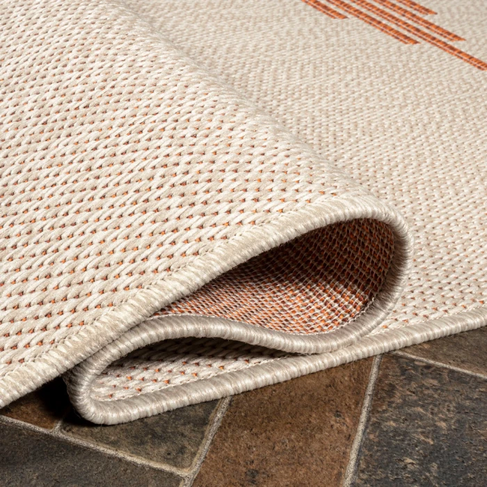 Vinales Diamond Stripe Beige/Orange 2 ft. x 8 ft. Indoor/Outdoor Runner Rug