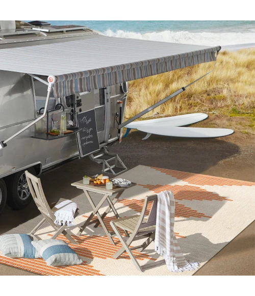 Vinales Diamond Stripe Beige/Orange 2 ft. x 8 ft. Indoor/Outdoor Runner Rug