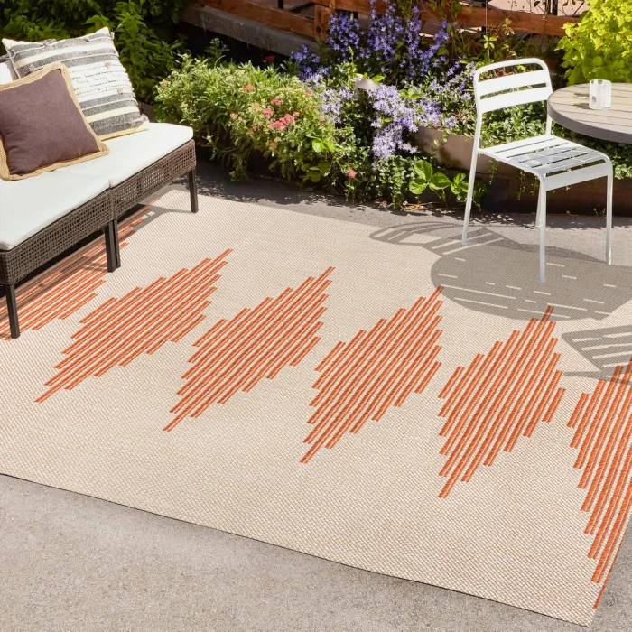 Vinales Diamond Stripe Beige/Orange 3 ft. x 5 ft. Indoor/Outdoor Area Rug