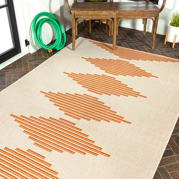 Vinales Diamond Stripe Beige/Orange 3 ft. x 5 ft. Indoor/Outdoor Area Rug