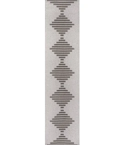 Jonathany Santa Monica SMB204B Light Gray/Black Area Rug 2 ft. X 8 ft. Runner