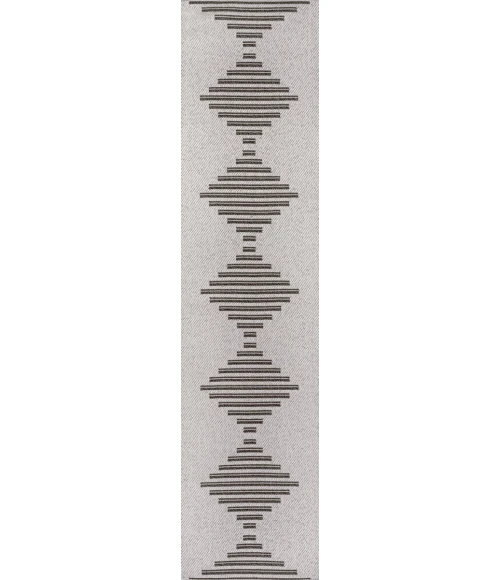 Vinales Diamond Stripe Light Gray/Black 2 ft. x 8 ft. Indoor/Outdoor Runner Rug