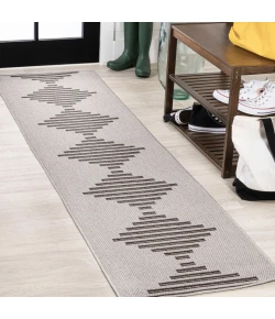 Jonathany Santa Monica SMB204B Light Gray/Black Area Rug 2 ft. X 8 ft. Runner