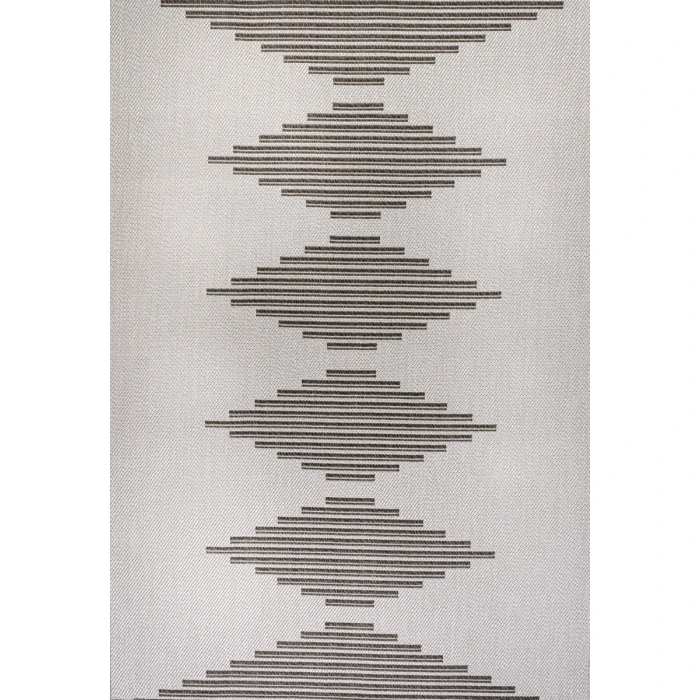 Vinales Diamond Stripe Light Gray/Black 8 ft. x 10 ft. Indoor/Outdoor Area Rug