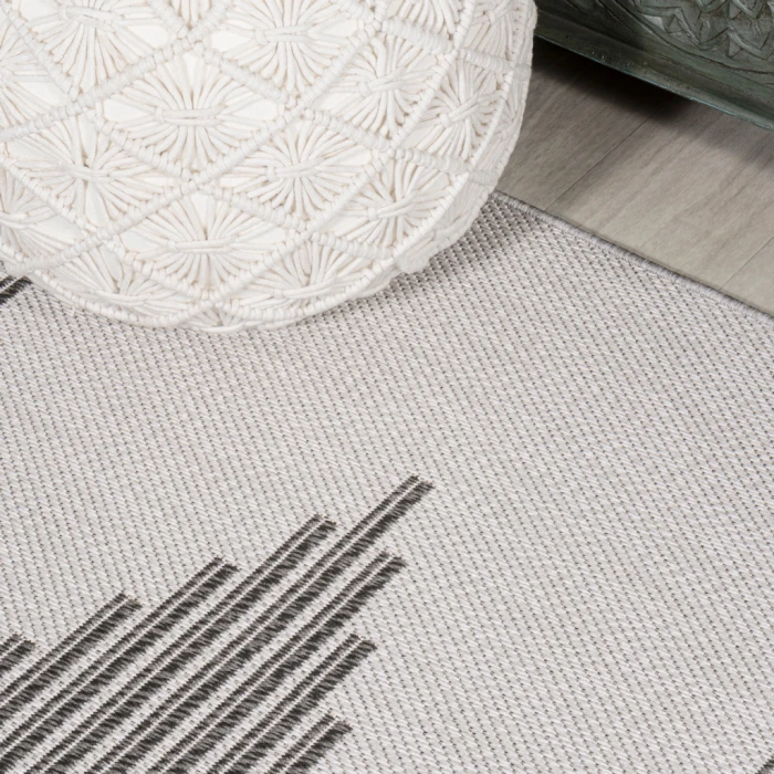 Vinales Diamond Stripe Light Gray/Black 2 ft. x 8 ft. Indoor/Outdoor Runner Rug